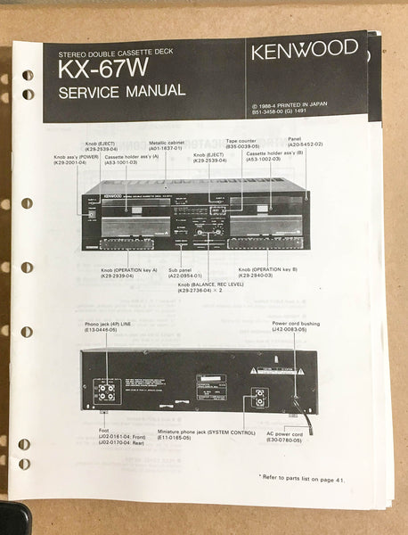 Kenwood KX-67W Cassette Tape Deck  Service Manual *Original*