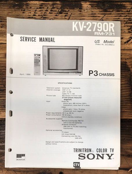 Sony KV-2790R TV  Service Manual *Original*