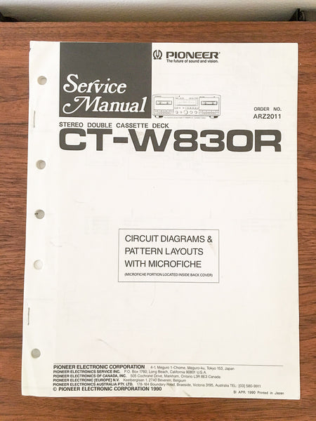 Pioneer CT-W830R Cassette Service Manual *Original*