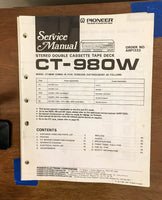 Pioneer CT-980W Cassette  Service Manual *Original*