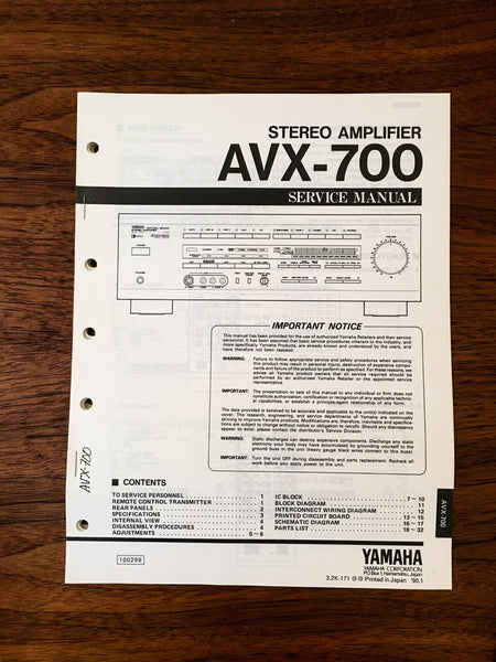 Yamaha AVX-700 Amplifier Service Manual *Original*