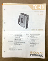 Sony TC-48 Cassette Tape Player Service Manual *Original*