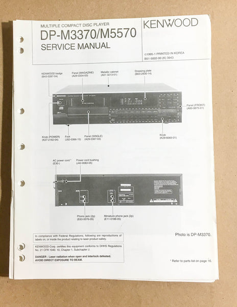 Kenwood DP-M3370 M570 CD Player  Service Manual *Original*