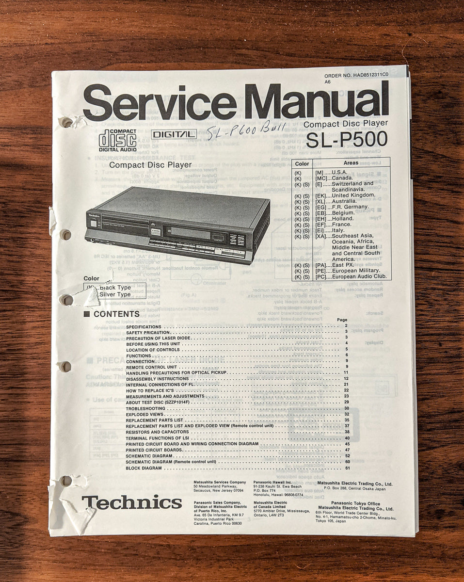 *Original* Technics SL-P720 CD Player Service Manual