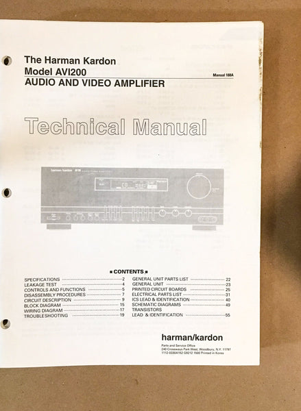 Harman Kardon AV1200 Amplifier Service Manual *Original*