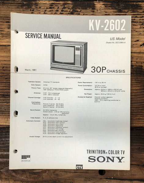 Sony KV-2602 TV  Service Manual *Original* #1