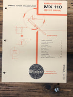 Mcintosh  MX-110 MX110 Preamp / Preamplifier  Service Manual *Original*