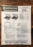 Hitachi HT-67 HT-68 Record Player / Turntable  Service Manual *Original*