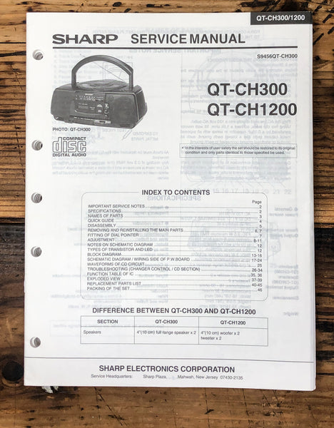 Sharp QT-CH300 CH1200 Radio Service Manual *Original*