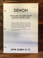 Denon DP-40F Record Player / Turntable Service Manual Supplement *Original*