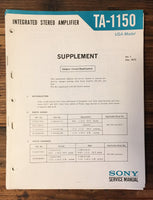 Sony TA-1150 Amplifier Service Manual Suppl. *Original*
