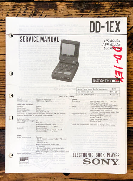 Sony DD-1EX eBook Player  Service Manual *Original*