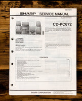 Sharp CD-PC672 Stereo Service Manual *Original*