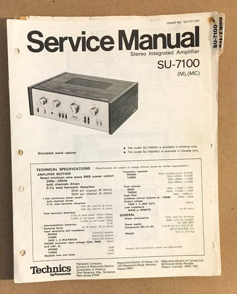 Technics / Panasonic SU-7100 Amplifier  Service Manual *Original*