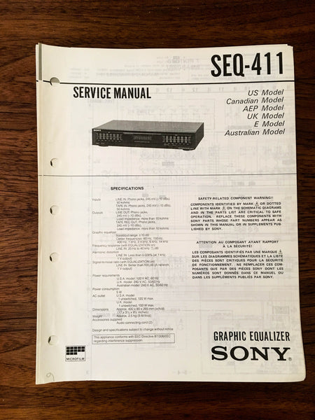 Sony SEQ-411 Equalizer Service Manual *Original*