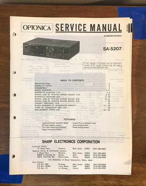 Sharp SA-5207 Receiver Service Manual *Original*