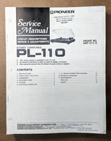 Pioneer PL-110 Record Player / Turntable Service Manual *Original*