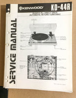 Kenwood KD-44R Turntable / Record Player  Service Manual *Original*