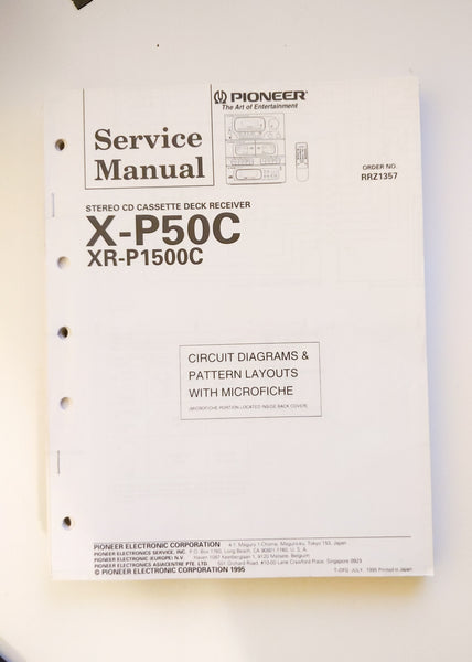 Pioneer X-P50C XR-P1500C Stereo System Service Manual *Original*