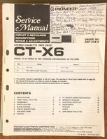 Pioneer CT-X6 Cassette Deck  Service Manual *Original*