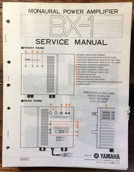 Yamaha BX-1 Amplifier  Service Manual *Original*