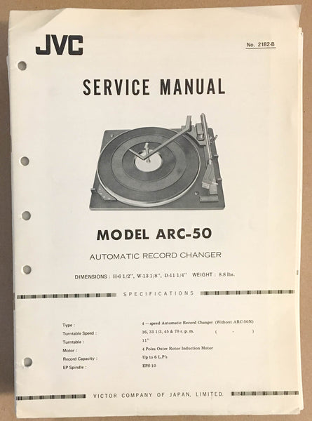 JVC ARC-50 Record Player / Turntable  Service Manual *Original*
