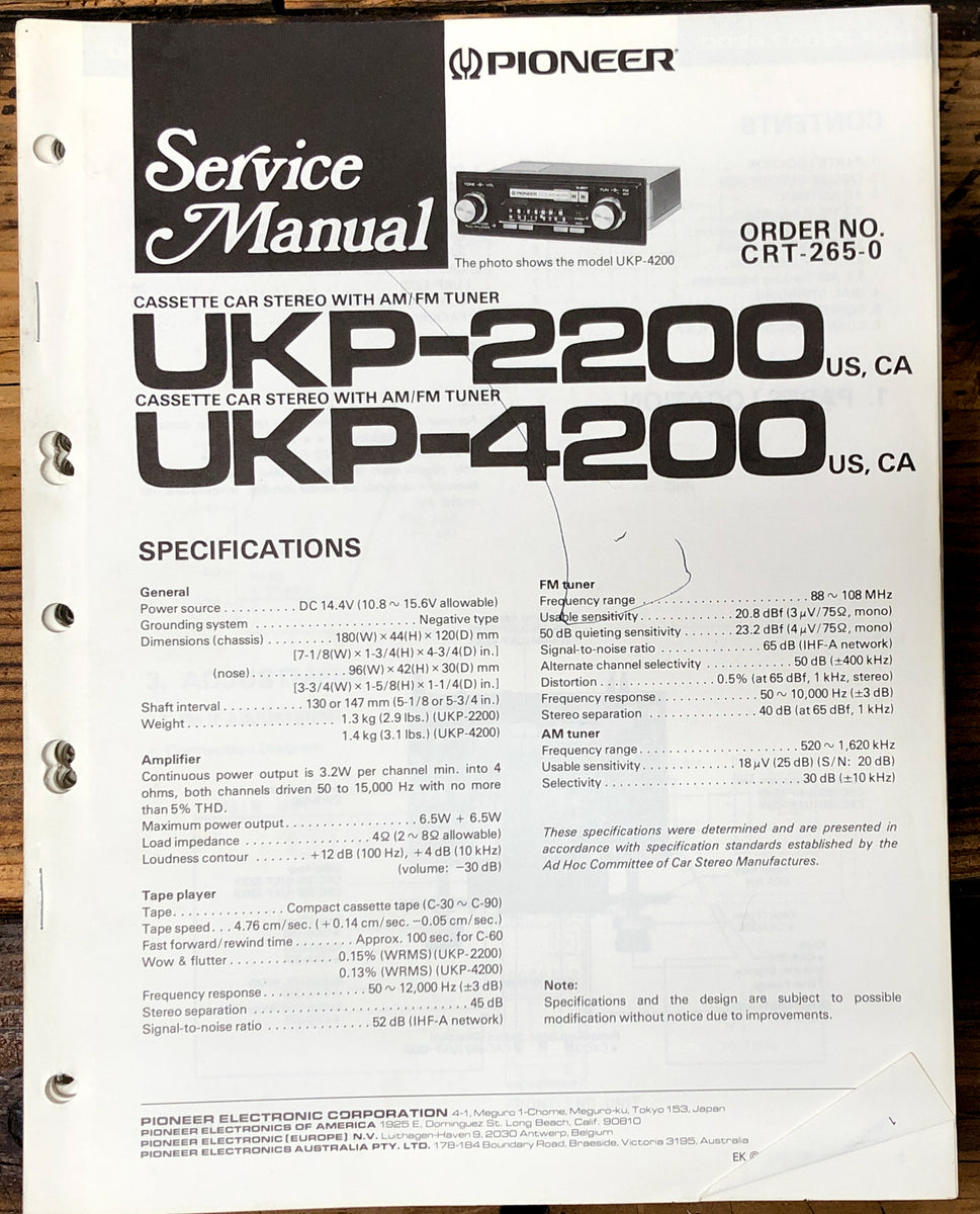 Car Stereo Service Manual *Original* – Vintage Audio Store - Vintage ...