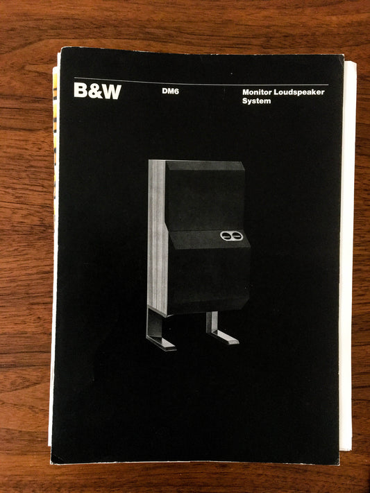 B&W  DM6 DM-6 Monitor Speaker 3 Page Foldout Dealer Brochure  *Original*