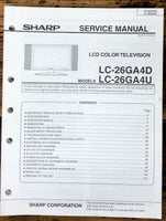 Sharp LC-26G A4D A4U TV / Television Service Manual *Original*