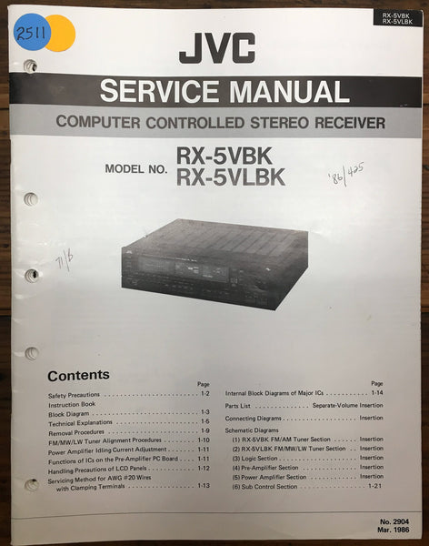 JVC RX-5 Receiver  Service Manual *Original*
