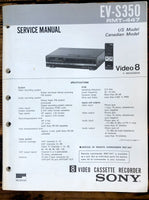 Sony EV-S350 Video 8 VCR  Service Manual *Original*