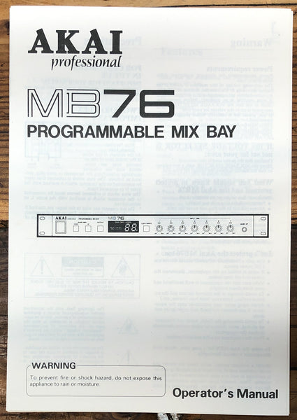 Akai MB76 MB-76 Mix Bay  Owner / User Manual *Original*