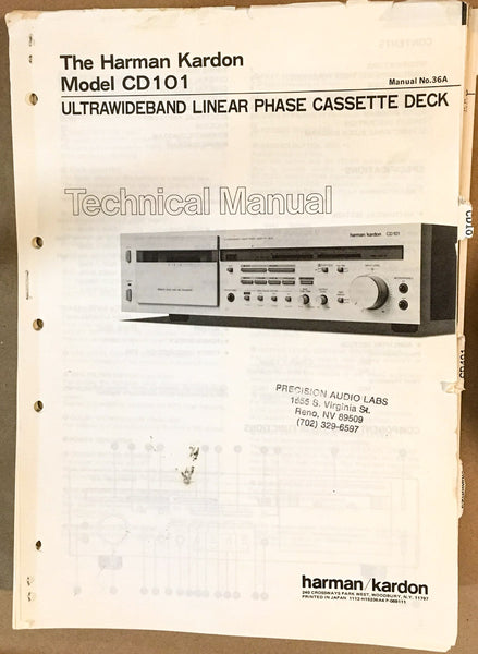 Harman Kardon CD101 Cassette Service Manual *Original*