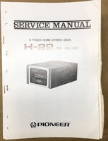 Pioneer H-22 8 Track Player Service Manual *Original*