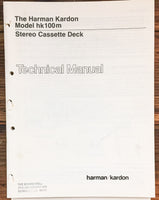 Harman Kardon HK100M HK-100M Cassette  Service Manual *Original*