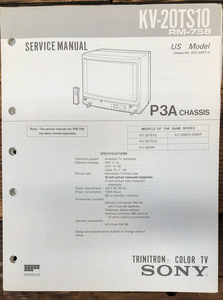 Sony KV-20TS10 TV  Service Manual *Original*