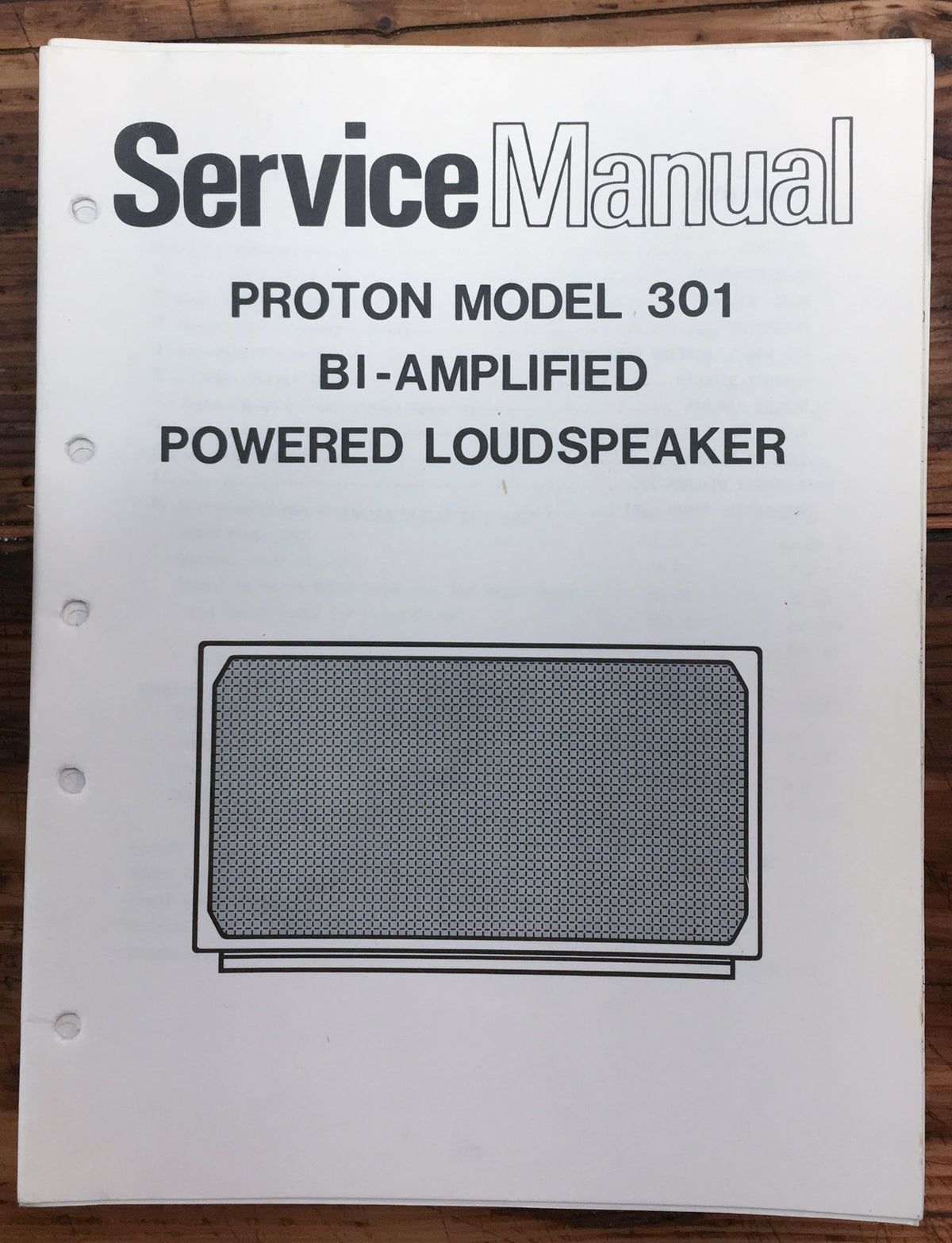 Proton Model 301 Powered Speaker  Service Manual *Original*