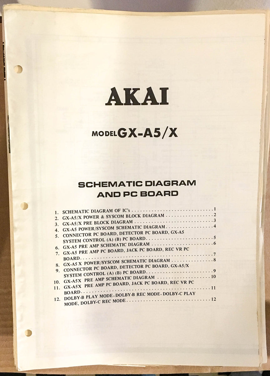Akai GX-A5 Tape Deck Schematic Diagram Manual *Original* – Vintage ...