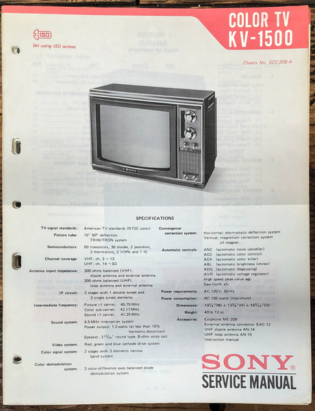 Sony KV-1500 TV  Service Manual *Original*