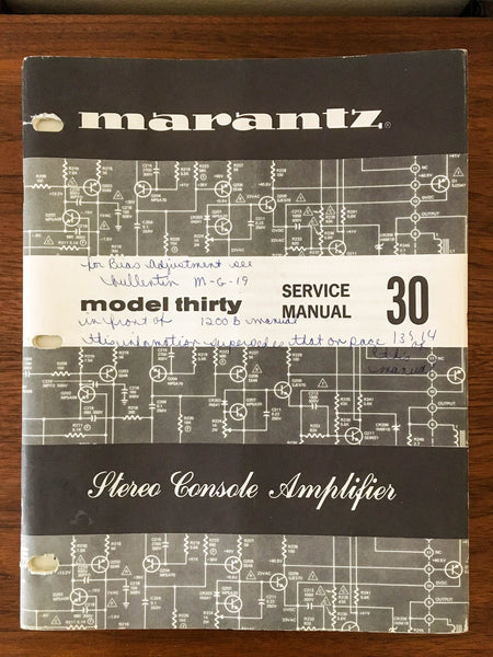 Marantz Model 30 Preamp / Preamplifier Service Manual *Original*