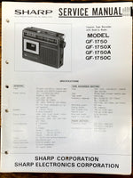 Sharp GF-1750  -1750X -1750A -1750C Radio / Boombox  Service Manual *Original*