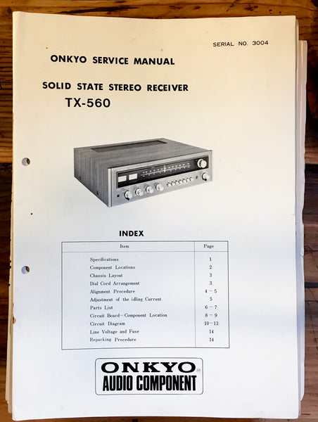 Onkyo TX-560 Receiver Service Manual *Original*