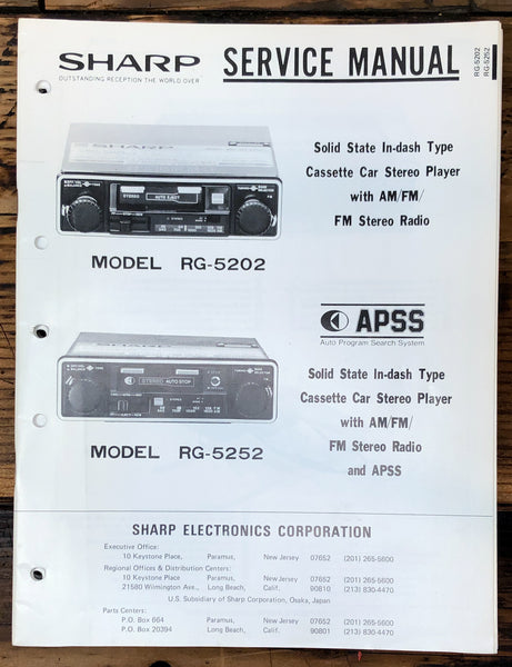 Sharp RG-5202 RG-5252 Car Stereo Service Manual *Original*