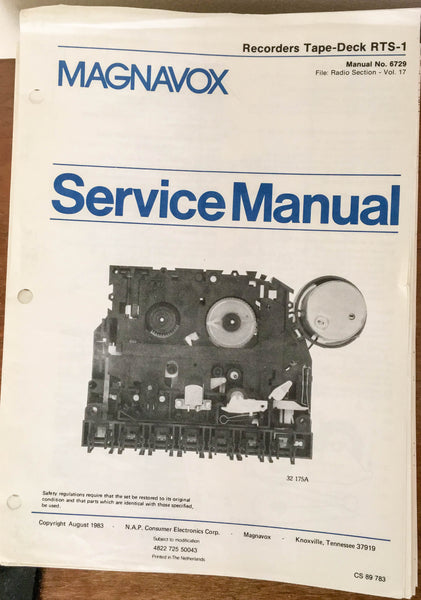 Magnavox RTS-1  Tape Recorders  Service Manual *Original*