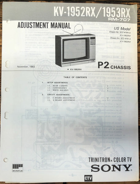 Sony KV-1952RX -1953RX TV  Service Manual *Original*