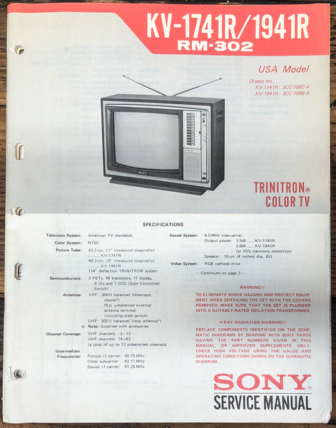 Sony KV-2647RX TV  Service Manual *Original*