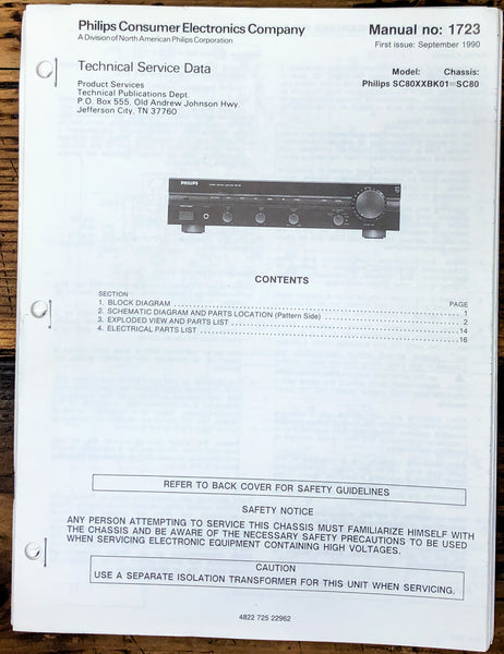 Philips / Marantz SC80 SC-80 Preamp / Preamplifier Service Manual *Original*