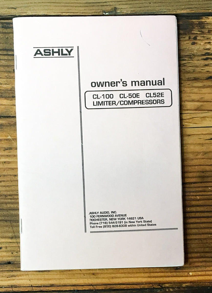 Ashly CL-100 CL-50E CL52E Limiter Compressor User / Owner Manual *Original*