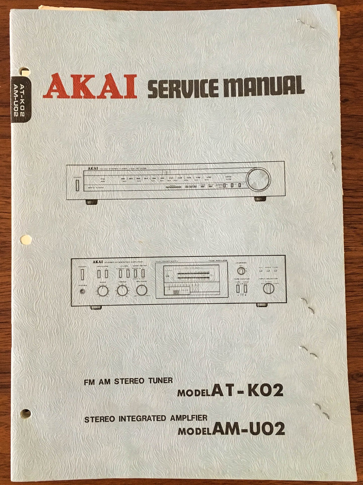 Akai AT-K02 AM-UO2 AMPLIFIER TUNER Service Manual *Original*