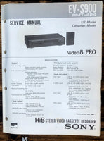 Sony EV-S900 Hi8 Video 8 Pro  Service Manual *Original*